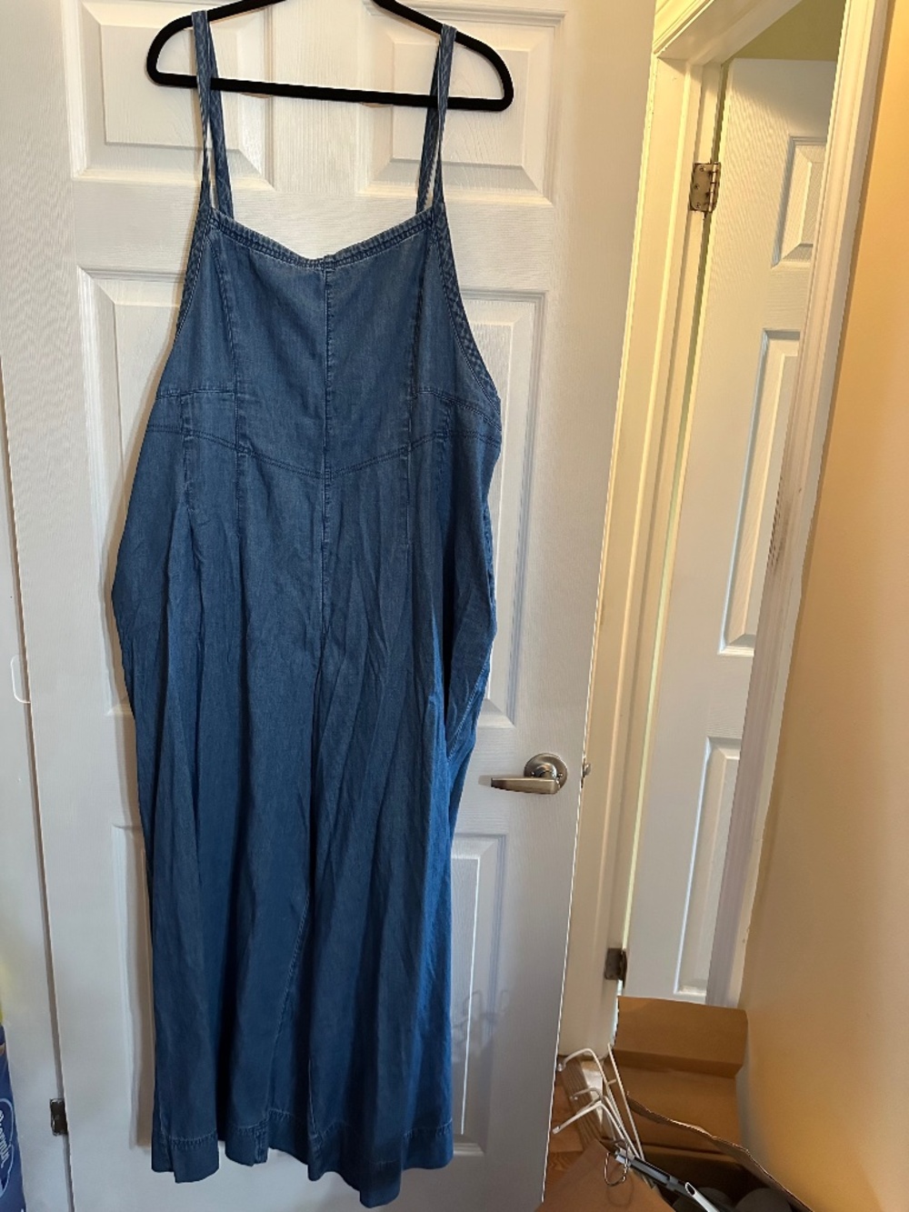 Aerie Denim Wide Leg Jumpsuit Overalls Blue XXL